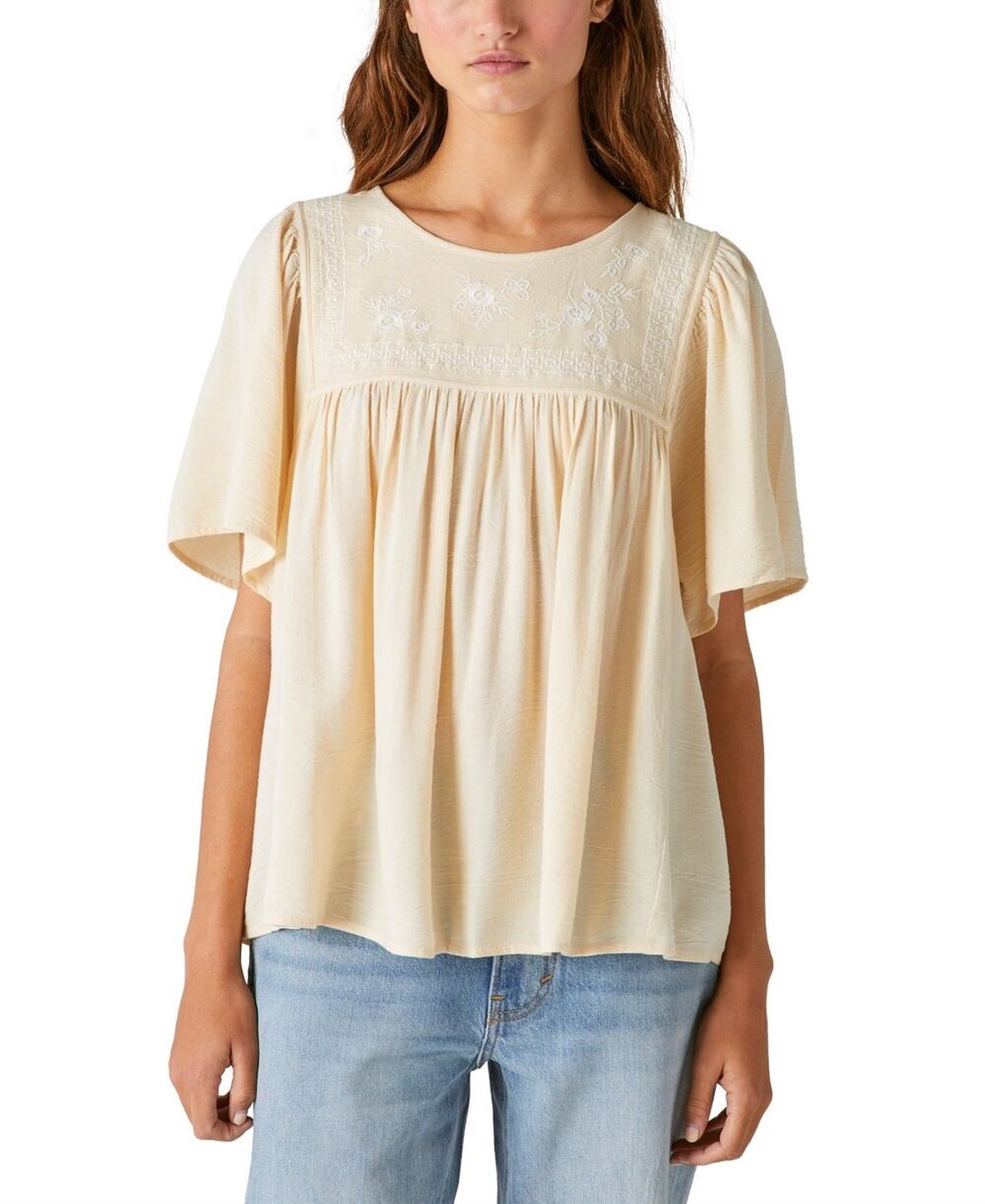 Lucky Brand Floral Embroidered Top